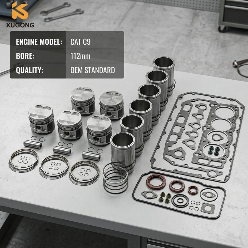 C9 Engine Overhaul Kit Steel Top Piston Liner Rebuild Set for CAT 330D 336D Excavator Spare Parts